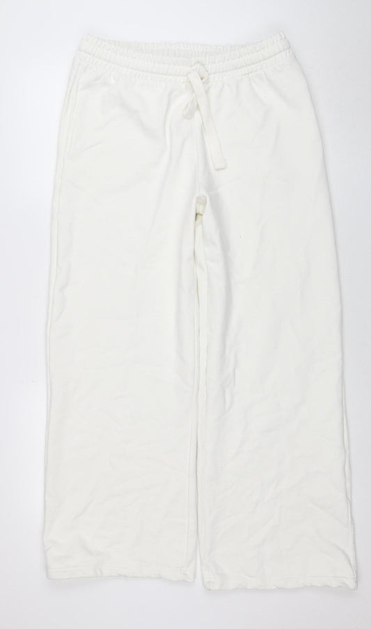 Womens UK Size M PRETTYLITTLETHING Regular Fit Sweatpants White Trousers