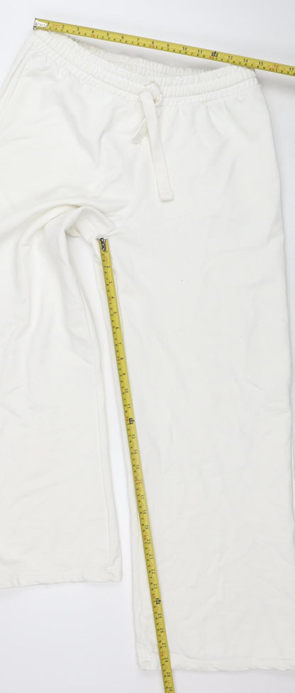 Womens UK Size M PRETTYLITTLETHING Regular Fit Sweatpants White Trousers