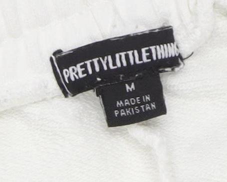 Womens UK Size M PRETTYLITTLETHING Regular Fit Sweatpants White Trousers