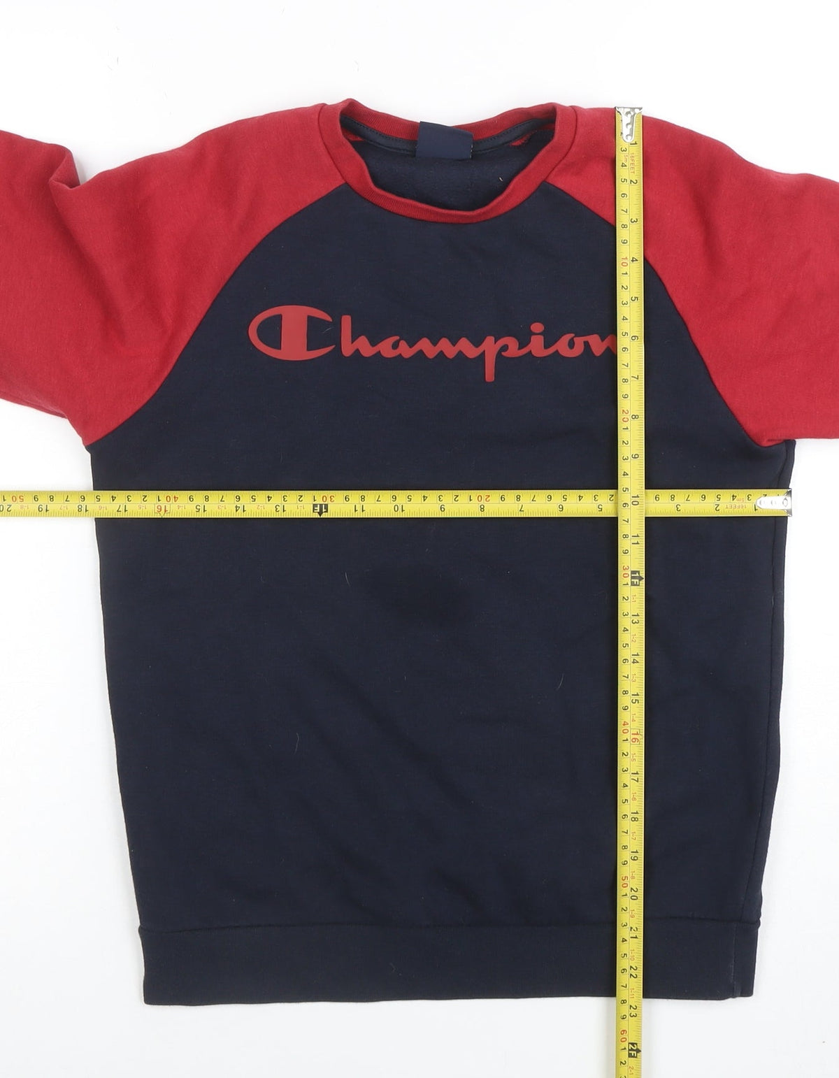Champion Boys Navy and Red Pullover Sweatshirt Large Logo Print