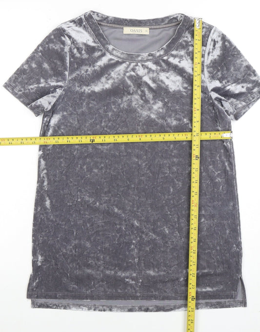 Oasis Womens Grey Velvet Short Sleeve T-Shirt XS