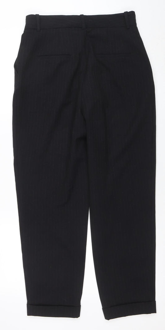ZARA Women's Black Cropped Slim Fit Tailored Trousers Size 12