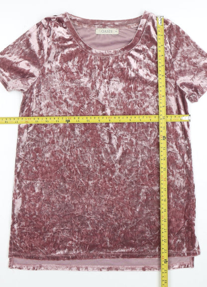 Oasis Womens Pink Velvet Short Sleeve T-Shirt XS