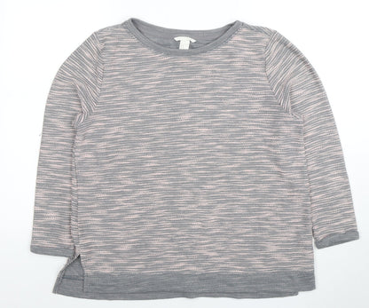H&M Women’s Grey Striped Knit Pullover Jumper Size 12