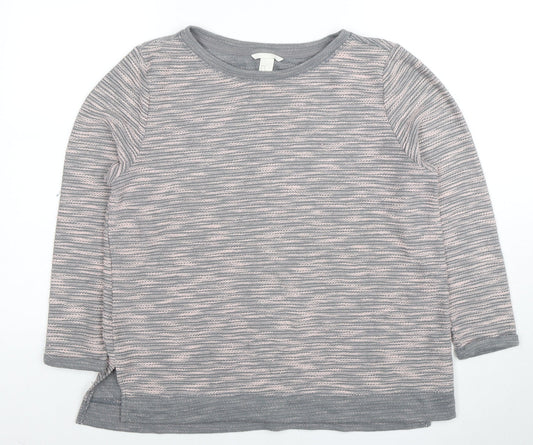 H&M Women’s Grey Striped Knit Pullover Jumper Size 12