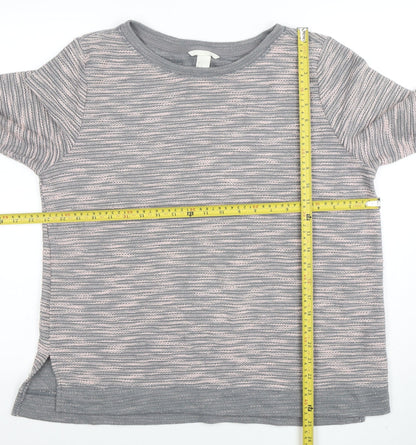H&M Women’s Grey Striped Knit Pullover Jumper Size 12