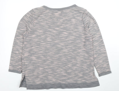 H&M Women’s Grey Striped Knit Pullover Jumper Size 12