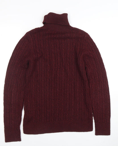 Superdry Womens Red Cable-Knit Roll Neck Jumper Size 10
