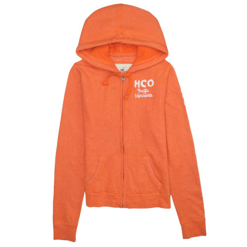 Womens UK Size L Hollister Orange Full Zip Hoodie