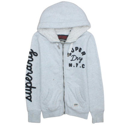 Womens UK Size S Superdry Grey Full Zip Hoodie