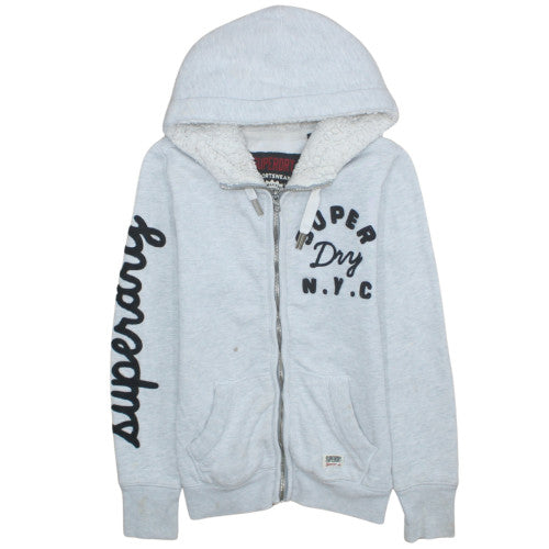 Womens UK Size S Superdry Grey Full Zip Hoodie