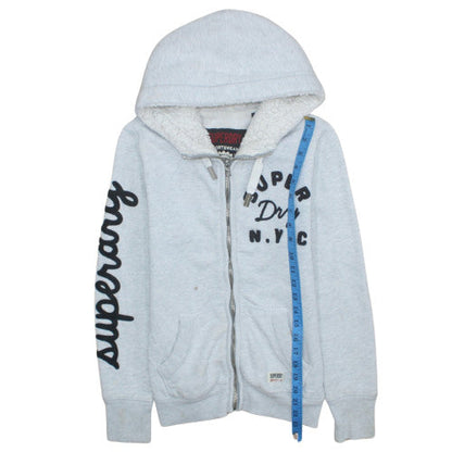 Womens UK Size S Superdry Grey Full Zip Hoodie