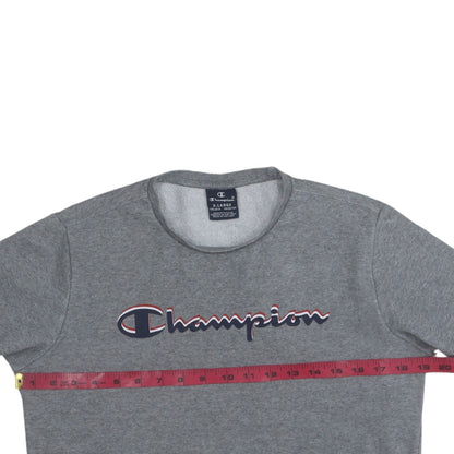 Champion Boys Grey Crew Neck Pullover Sweatshirt 13-14 Years Logo Print