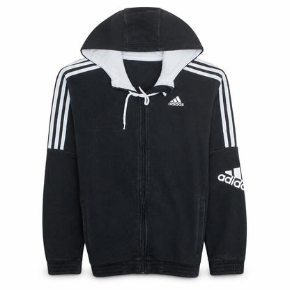 Front view of Adidas Men's Black Full Zip Hoodie Small Regular Fit Sportswear