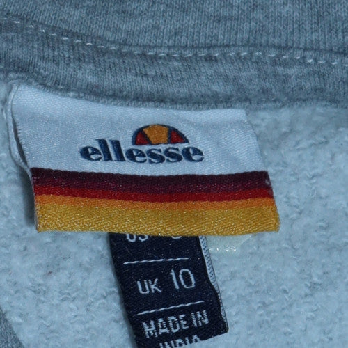 Womens UK Size 10 ellesse Grey Full Zip Hoodie