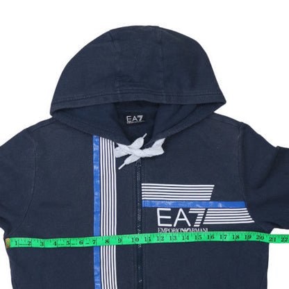 Mens UK Size M Emporio Armani Blue Full Zip Hoodie