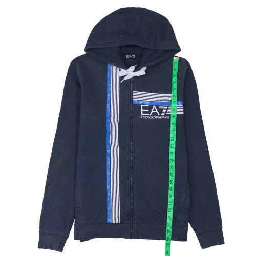 Mens UK Size M Emporio Armani Blue Full Zip Hoodie