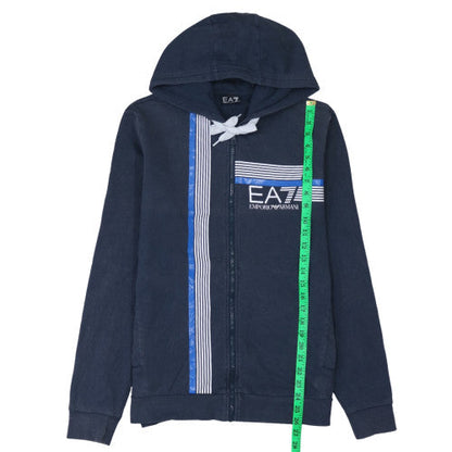 Mens UK Size M Emporio Armani Blue Full Zip Hoodie