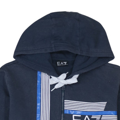 Mens UK Size M Emporio Armani Blue Full Zip Hoodie