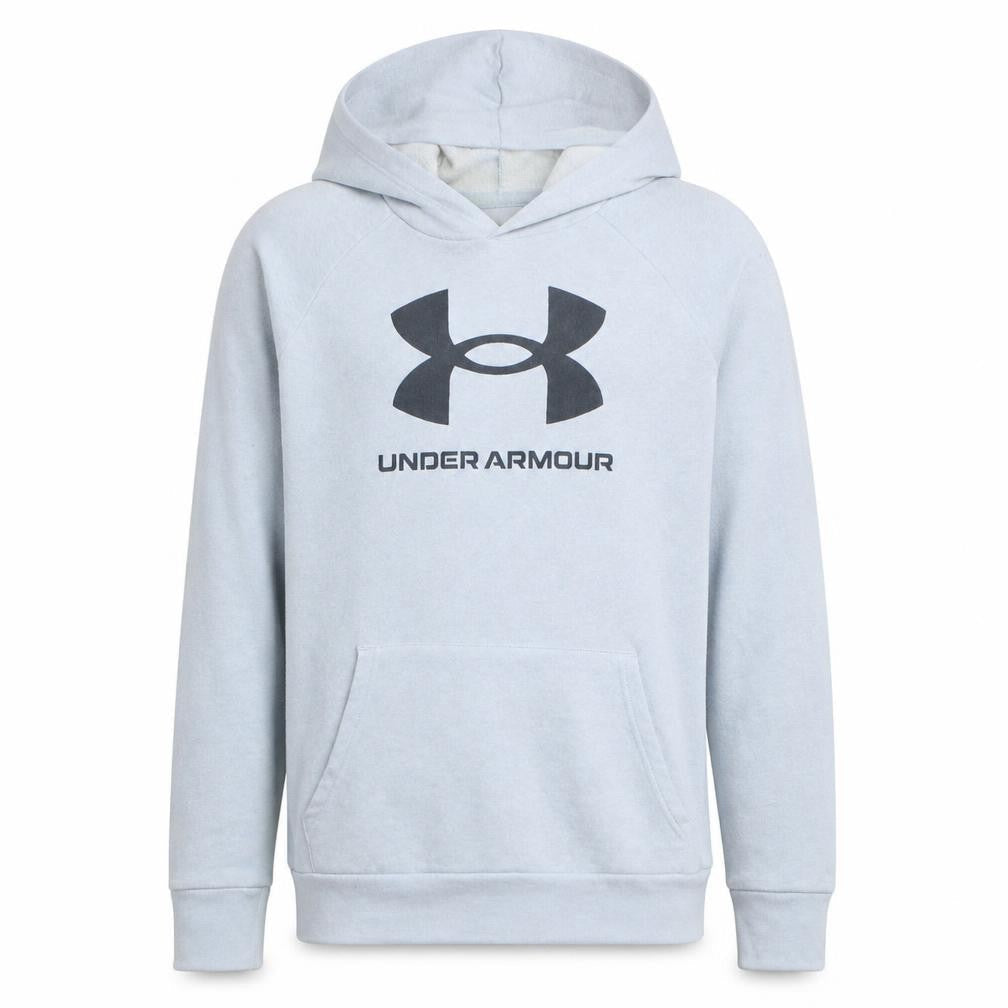 Front view of Under Armour Teens Grey XL Pullover Hoodie Sports Fleece
