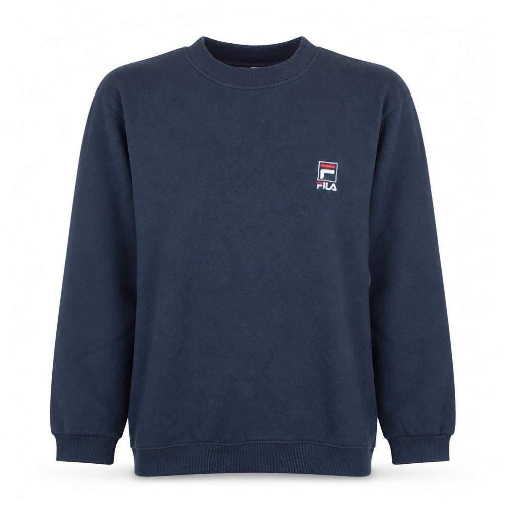 Fila Womens Navy Blue Sweatshirt L Logo Embroidered Pullover Classic Fit