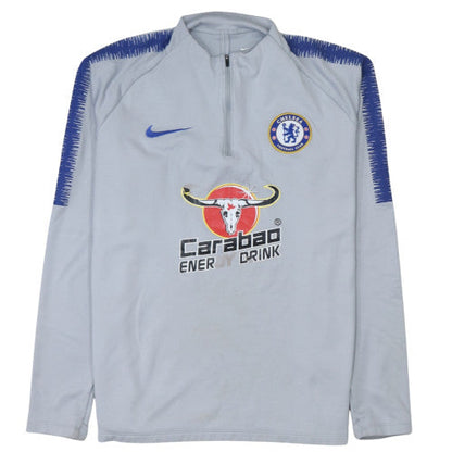 Nike Mens Grey Chelsea FC Dri-FIT 1/4 Zip Long Sleeve Athletic Top Size L