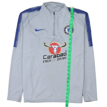 Nike Mens Grey Chelsea FC Dri-FIT 1/4 Zip Long Sleeve Athletic Top Size L