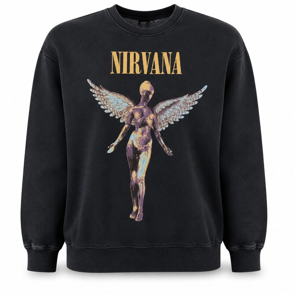 Womens UK Size L Nirvana Black Pullover Sweatshirt