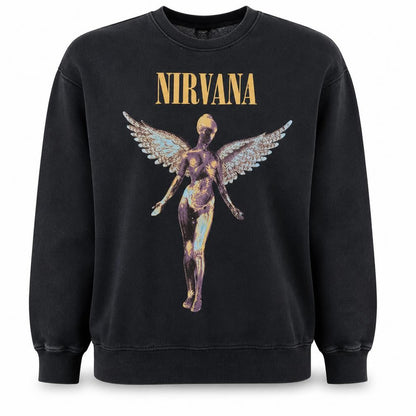 Womens UK Size L Nirvana Black Pullover Sweatshirt