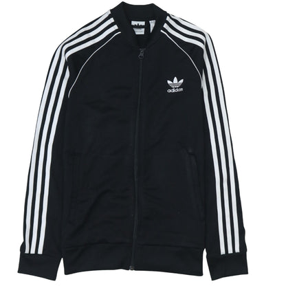 Adidas Boys Black Full Zip Sweatshirt 12-13 Years Classic 3-Stripes Track Top