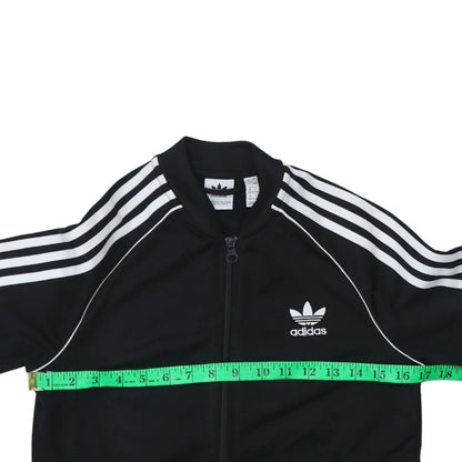 Adidas Boys Black Full Zip Sweatshirt 12-13 Years Classic 3-Stripes Track Top
