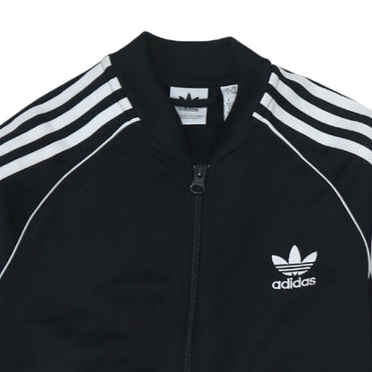 Adidas Boys Black Full Zip Sweatshirt 12-13 Years Classic 3-Stripes Track Top
