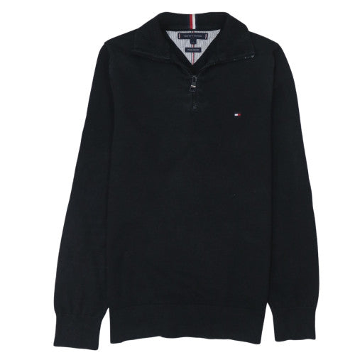 Mens UK Size S Tommy Hilfiger Black 1/2 Zip Sweatshirt