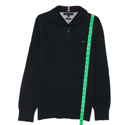 Mens UK Size S Tommy Hilfiger Black 1/2 Zip Sweatshirt