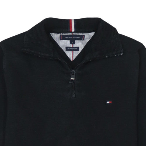 Mens UK Size S Tommy Hilfiger Black 1/2 Zip Sweatshirt