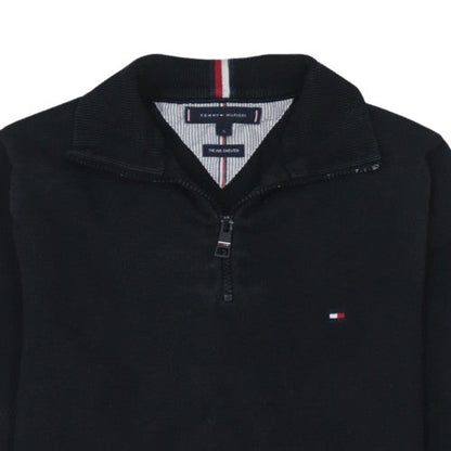 Mens UK Size S Tommy Hilfiger Black 1/2 Zip Sweatshirt