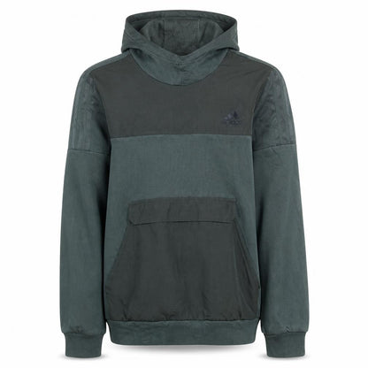Front view of Adidas boys’ green pullover hoodie 13-14 years fleece regular fit