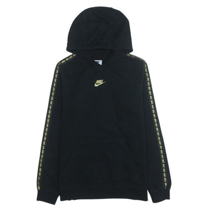 Nike Boys Black XL Pullover Hoodie with Gold Logo and Hooded Fleece Design