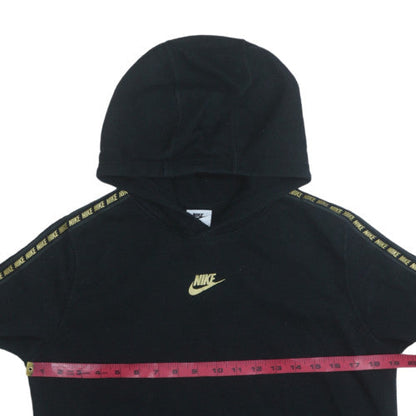 Nike Boys Black XL Pullover Hoodie with Gold Logo and Hooded Fleece Design