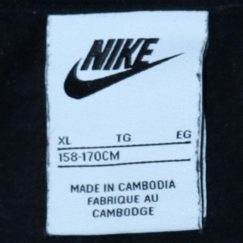 Nike Boys Black XL Pullover Hoodie with Gold Logo and Hooded Fleece Design