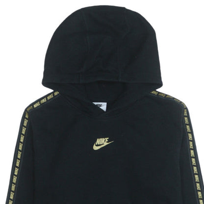 Nike Boys Black XL Pullover Hoodie with Gold Logo and Hooded Fleece Design