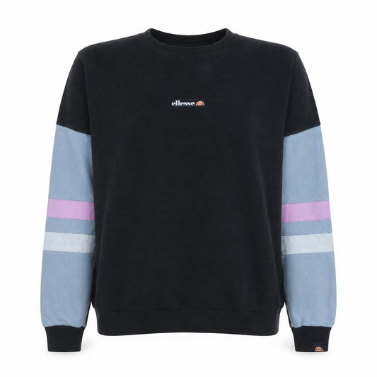 Front view of Ellesse women’s black colourblock crew neck pullover sweatshirt uk 10