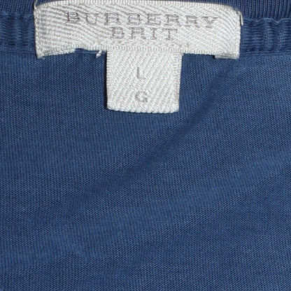 Burberry Brit Men's Blue Cotton Embroidered Logo T-Shirt Size L