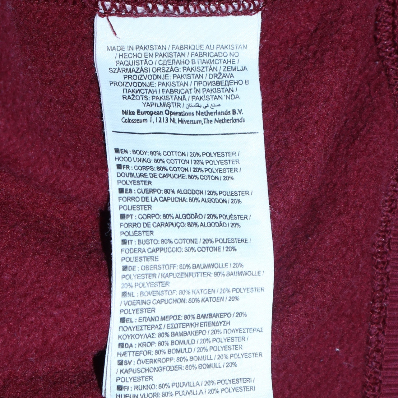 Mens UK Size L Nike Red Full Zip Hoodie