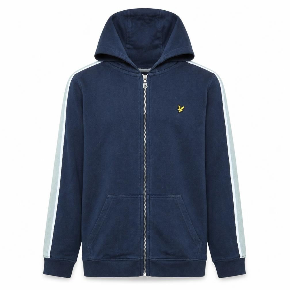 Front view of Lyle & Scott boys’ blue full zip hoodie 12-13 years cotton blend