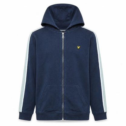 Front view of Lyle & Scott boys’ blue full zip hoodie 12-13 years cotton blend