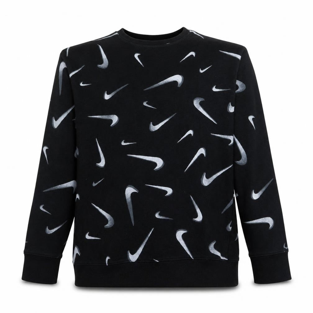 Nike Boys Black XL Pullover Sweatshirt with Swoosh Logo Print