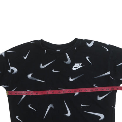 Nike Boys Black XL Pullover Sweatshirt with Swoosh Logo Print