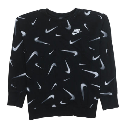 Nike Boys Black XL Pullover Sweatshirt with Swoosh Logo Print