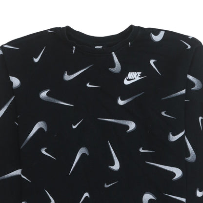 Nike Boys Black XL Pullover Sweatshirt with Swoosh Logo Print